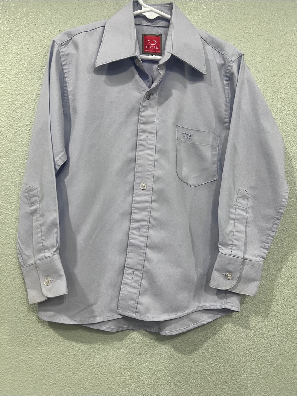 Oscar de la Renta Boys Dress Shirt Size 4 Gray Long Sleeve Button Down